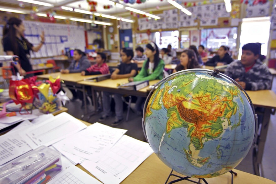 In this photo taken on Tuesday, April 20, 2010, CedarLane Middle School students take a Chinese Language and Culture class in the Hacienda Heights area of Los Angeles. Communities across the United States, from Smithfield, R.I., to Medford, Ore., have welcomed with open palms the so-called Confucius Classroom grants from the Chinese government, like the one proposed here for Cedarlane Middle School. (Damian Dovarganes/AP)