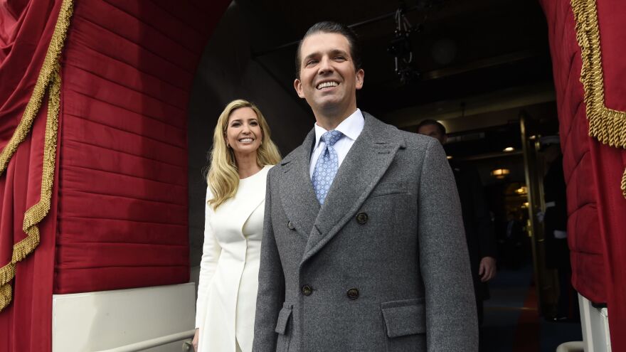 Donald Trump Jr. and Ivanka Trump, seen at President Trump's January 2017 inauguration, were both briefed repeatedly on a potential Trump Tower Moscow project, according to former lawyer Michael Cohen.