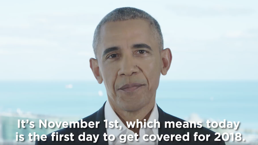 Former president Obama encourages people to sign up for health insurance in a video.