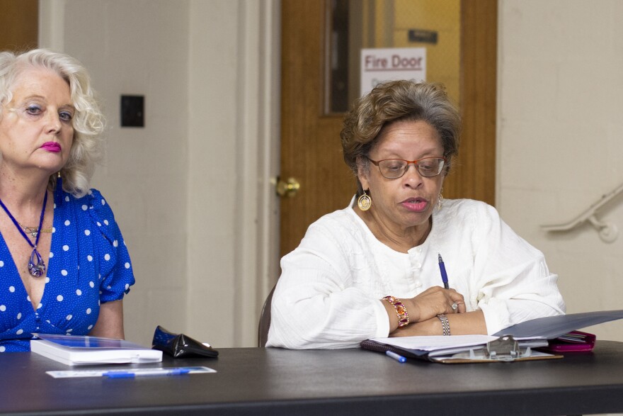 Prof. Domnica Radulescu (l) and Vice-Mayor Marilyn Alexander spoke at the meeting