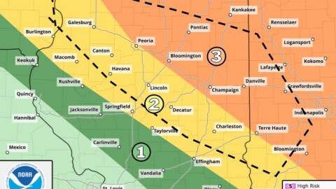 A thunderstorm complex will work through the northern half of Illinois today with a conditional threat storms extend southward into central parts of the state. If they do, damaging wind gusts 75+ mph are the primary hazard. Additional storms are possible later tonight, though will be lower in coverage and intensity. Stay weather aware today!