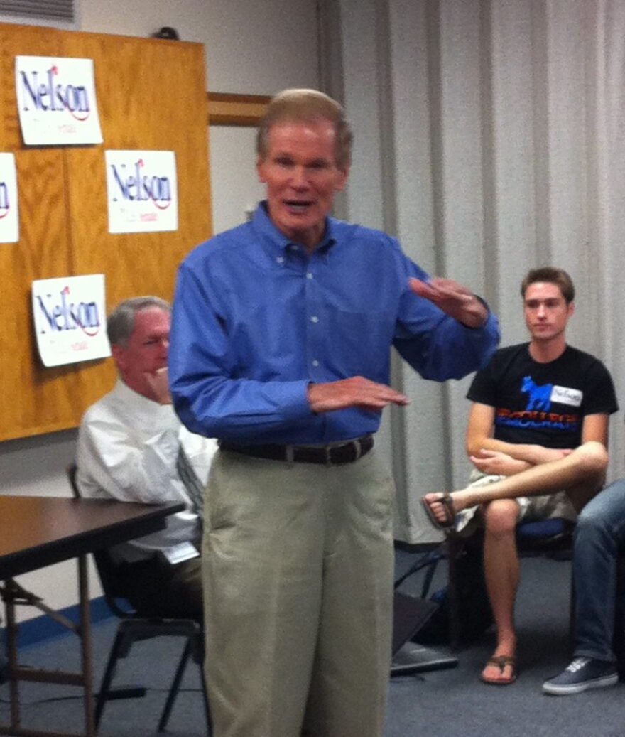 Bill Nelson speaks Wednesday at the University of Florida Reitz Union.