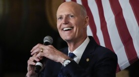 FILE - Sen. Rick Scott, R-Fla. speaks during a town-hall style meeting, Sept. 3, 2024, in Braselton. (AP Photo/Mike Stewart, File)