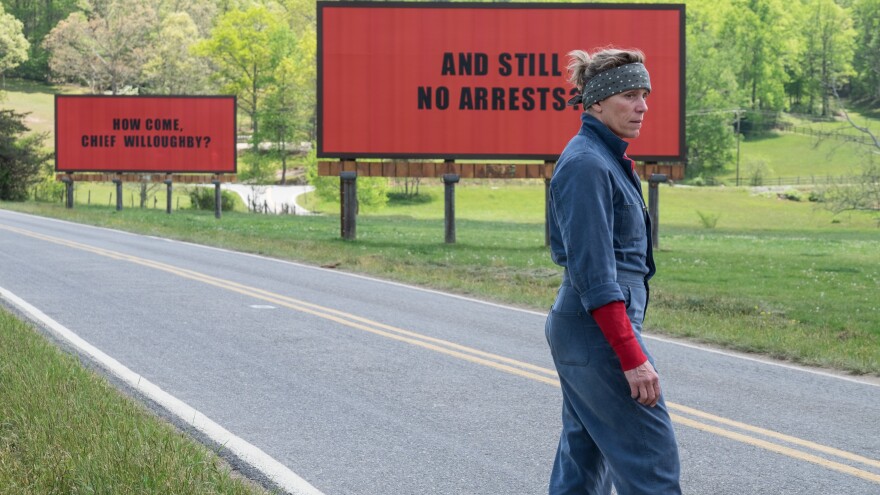 Frances McDormand plays Mildred Hayes, a mother determined to find her daughter's murderer, in <em>Three Billboards Outside Ebbing, Missouri.</em>