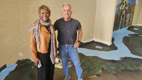 Harriet Tubman Museum director Linda Harris and muralist Michael Rosato