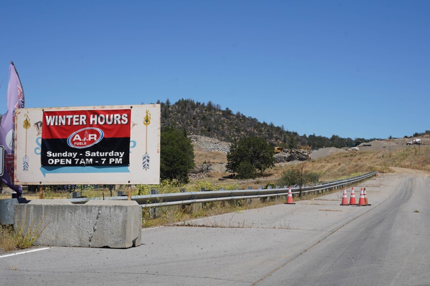 The Alturas Indian Rancheria gas station, located on a federal allotment in Yreka, with the tribe's excavation work in the background on July 15, 2026. The Bureau of Indian affairs says the tribe is trespassing on this property.