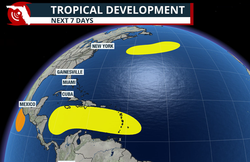 Tropical development zones over next 7 days.