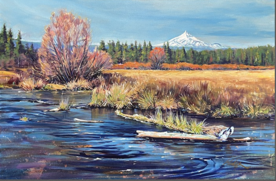 Metolius River with Mt. Jefferson in the distance by David Kinker