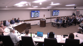The president of Panattoni Development addresses the Van Buren Township Planning Commission at its October 15, 2026 meeting.