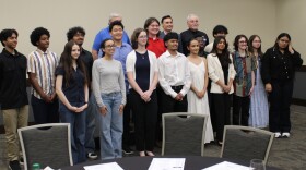 2026 Youth In Government graduates stand with Mayor Henry Wilson of Hurst, Mayor Dan Cogan of Bedford and Mayor Pro Tem Tim Stinneford of Euless.