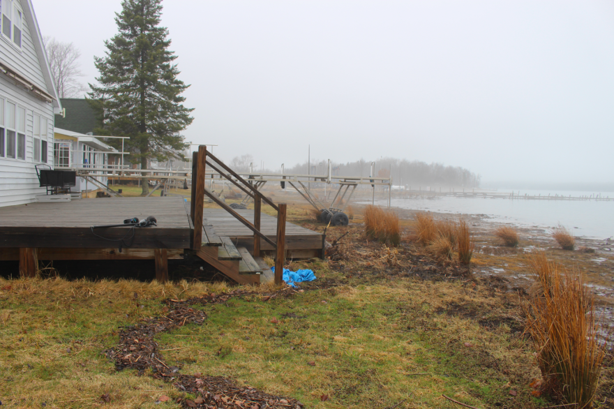 The river came up the leaf litter last year. Many residents have installed roll-out docks to replace the wooden docks that washed away. Others have contended with flooded drain fields of their septic systems.