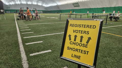 People vote in at the Hodag Dome in Rhinelander during the 2026 August Partisan Primary.
