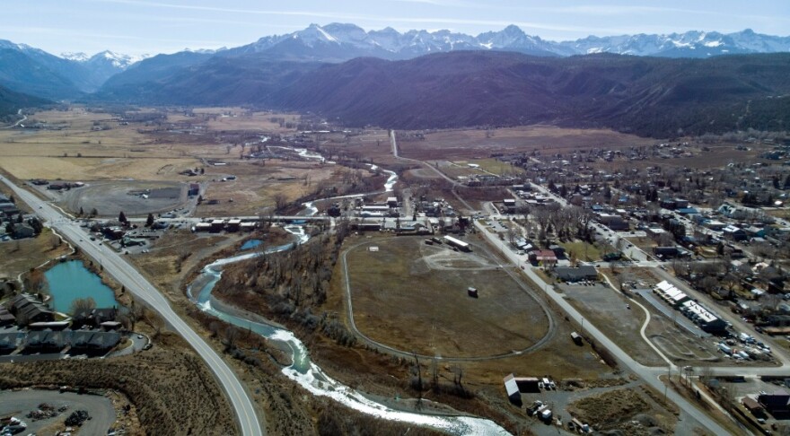 The Uncompahgre River flows through Ridgway Colorado on Nov. 12, 2021.