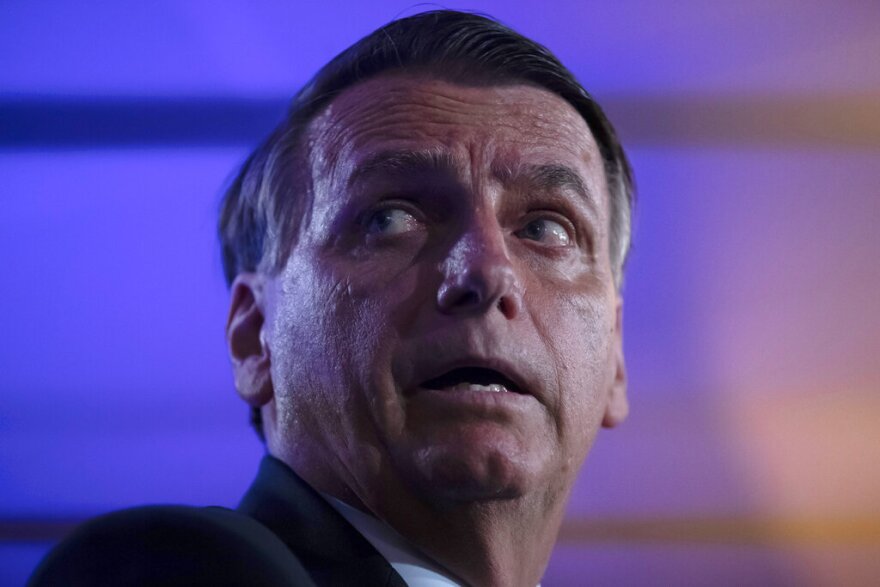 Brazilian Ex-president Jair Bolsonaro, shown on Oct. 29 in Brazil, has been hospitalized in the Orlando area.