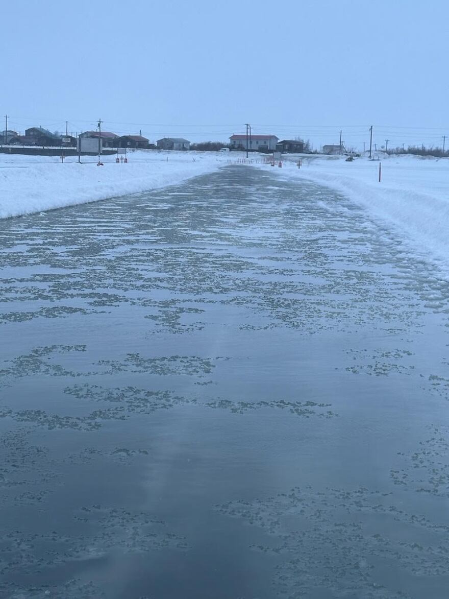 The Kuskokwim Ice Road is seen just ouside of Bethel on March 22, 2024.