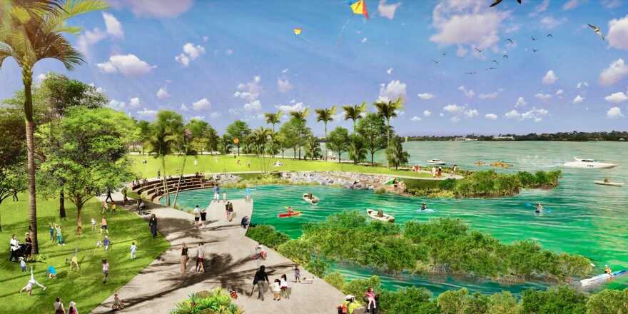 Conceptual rendering of proposal to rebuild Currie Park in West Palm Beach’s north end.