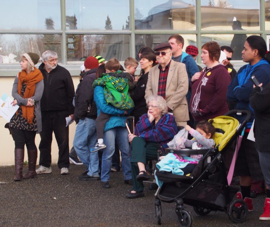 Caucus-goers in Anchorage threw their support behind Vermont Senator Bernie Sanders. Photo by Zachariah Hughes/KSKA.