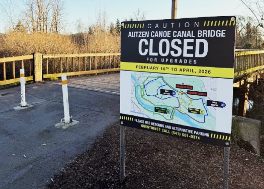 The Autzen Canoe Canal Footbridge was closed for a few weeks but is reopening temporarily.