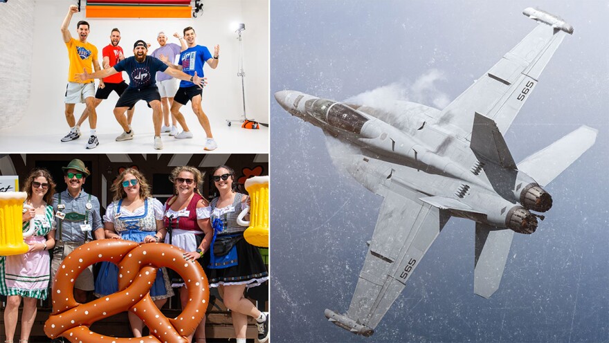 (Clockwise from top left) Dude Perfect, the Milwaukee Air & Water Show and German Fest.