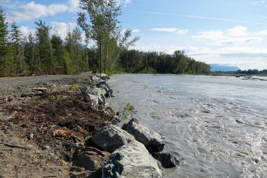 A third set of revetment was installed along the Matanuska River bank near Butte on July 9 and 10, 2025.
