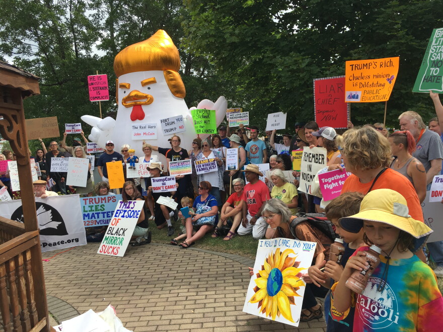 Anti-Trump protesters at Watertown Public Square.