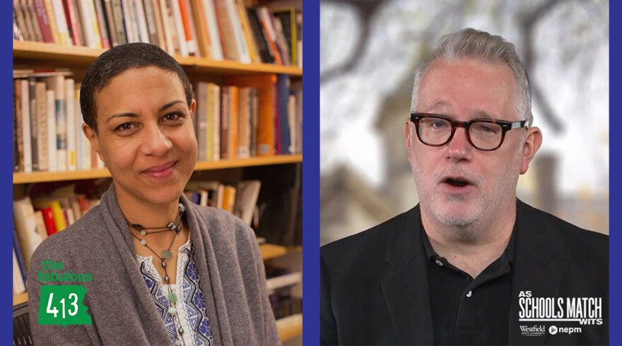 Smith College professor Elizabeth Stordeur Pryor, left, was interviewed in the "Fabulous 413" episode Shift in Landscape;" and author and illustrator Tony DiTerlizzi, right, was featured in a "Play at Home with As Schools Match Wits" interstitial promotion.