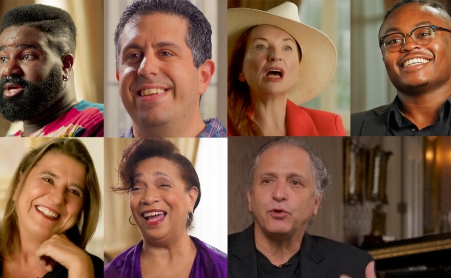 Opera and All That Jazz. Top Row: Tyrone Chambers, Rickie Riccardi, Judith Owen, Tony Domino. Bottom Row: Nadja Salerno-Sonnenberg, Givonna Joseph, and David Torkanowsky