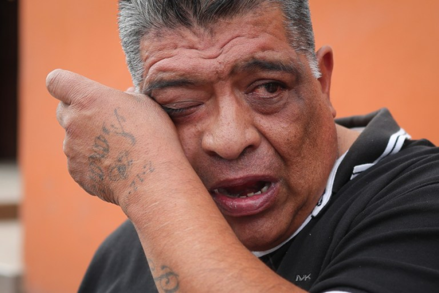 Luis Arreguin cries in front of the Cathedral of Mexicali in Mexicali, Baja California, Mexico, on Oct. 21, 2026.