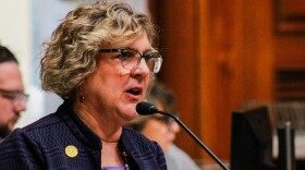 Rep. Julie Olthoff (R-Crown Point) addressed the House about her bill to require disclaimers for digitally-altered or artificially-generated campaign materials on Jan. 25, 2024.