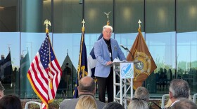 Marion County Sheriff Kerry Forestal speaks during Monday's ribbon cutting ceremony for the Community Justice Campus.