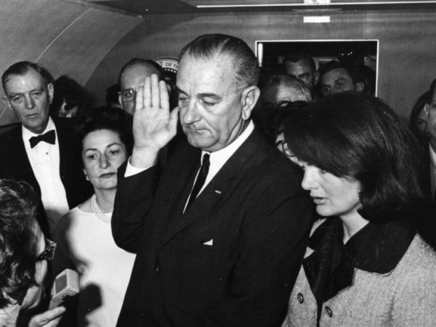 Lyndon Johnson's Oath of Office. Credit: Getty Images.