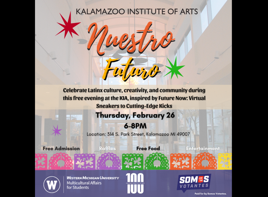 A flyer for the Nuestro Futuro event provided by the Kalamazoo Institute of Arts, one of the co-hosts of the event.