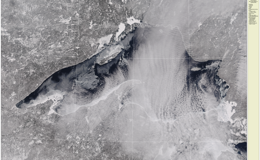 Satellite images of each of the Great Lakes.