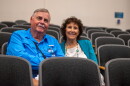 Linda and Scott Ebner sit in a UCF history class lecture hall during the first week of the fall semester.