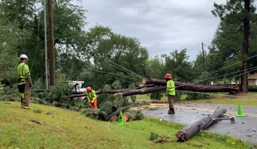 RESTORING POWER - Cleanup crews have been working around the clock to remove downed trees and restore electric service to areas affected by hurricane Laura in Texas, Arkansas, and Louisiana.