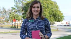 Winter Park librarian Brittany Reinholt's e-reader is loaded up with books for the holidays. Photo: Matthew Peddie, WMFE