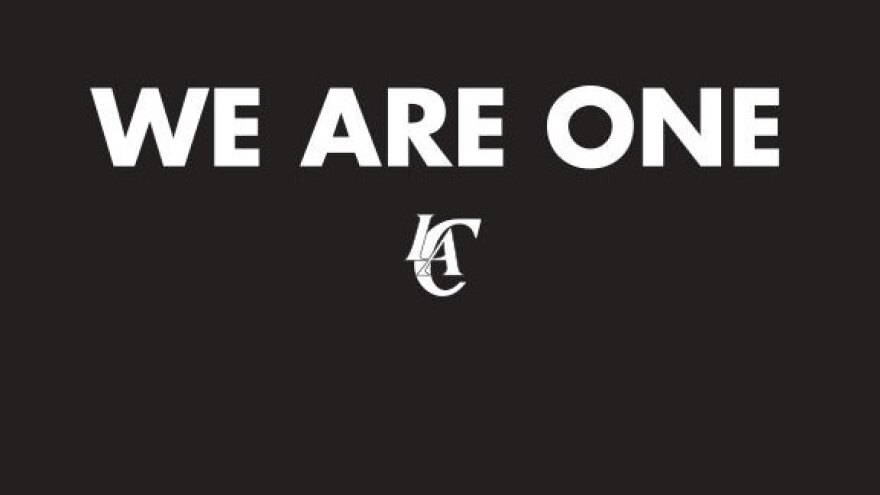 After the team's owner was banned for life, the Los Angeles Clippers said, "We wholeheartedly support and embrace the decision" by the NBA, in a statement issued today. It also replaced its website with this image.