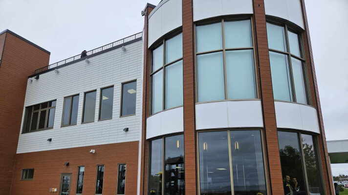 Exterior of the Ombimindwaa building, which opened in Red Lake on Oct. 11, 2023.