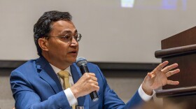 Cherokee Nation Principal Chief Chuck Hoskin Jr. speaks during the United Indian Nations of Oklahoma quarterly meeting in March 2025.