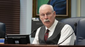 Sen. Bert Stedman, a Sitka Republican, speaks at a news conference at the Alaska State Capitol in Juneau on April 8, 2026.