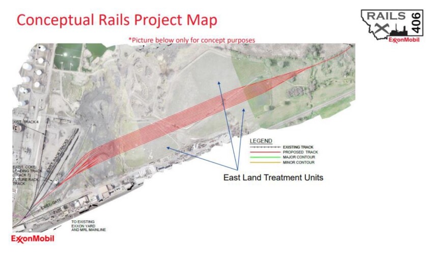 An overhead mock up of Exxon's proposed rail yard.