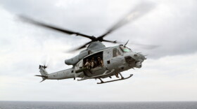 File: A UH-1Y Huey from Marine Medium Tiltrotor Squadron 365 (Reinforced), 24th Marine Expeditionary Unit, takes off from the USS Iwo Jima off the coast of North Carolina, August 9, 2014. The 24th MEU is currently taking part in Amphibious Squadron/Marine Expeditionary Unit Integration, or PMINT, the 24th MEU’s second major pre-deployment training exercise. PMINT is designed to bring Marines and Sailors from the 24th MEU and Amphibious Squadron 8 together for the first time aboard the ships of the Iwo Jima Amphibious Ready Group. (U.S. Marine Corps photo by Sgt. Devin Nichols) (Sgt. Devin Nichols)