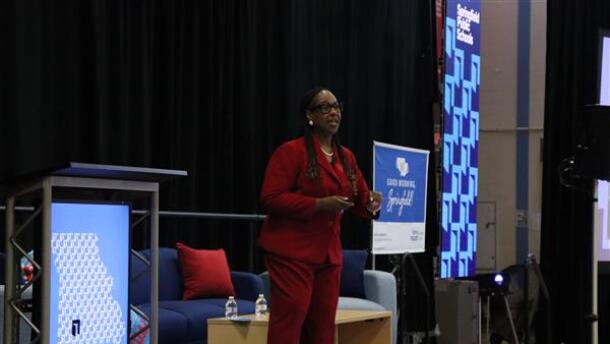 Dr. Grenita Lathan, superintendent of Springfield Public Schools, speaks at the State of the Schools on August 7, 2025.