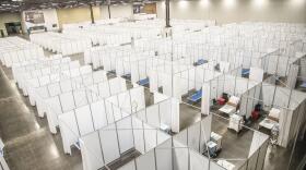 The Greater Columbus Convention Center was set up as a surge hospital this spring. The supplies are in storage now, but could be set up again if needed.