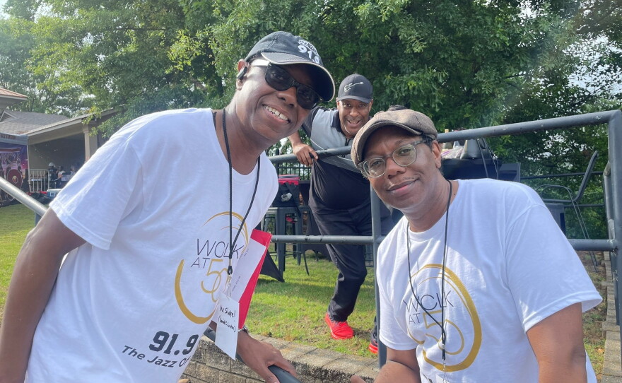 WCLK Program Director David C. Linton, S.O.U.L. of Jazz Host Jamal Ahmad and Jazz Beat Promotions Doc Robinson.