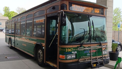 One of the NFTA Metro Trolley buses that will roll through Niagara Falls this summer and fall, carrying tourists to local attractions.