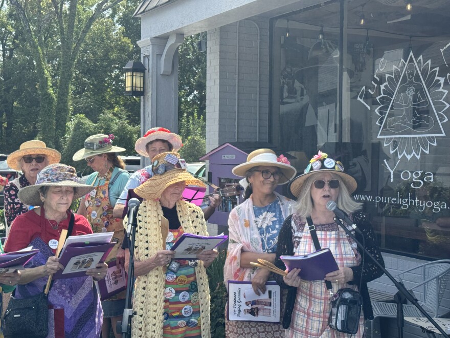 The Piedmont Raging Grannies sang songs calling for the Equal Rights Amendment to be certified at a rally in High Point.