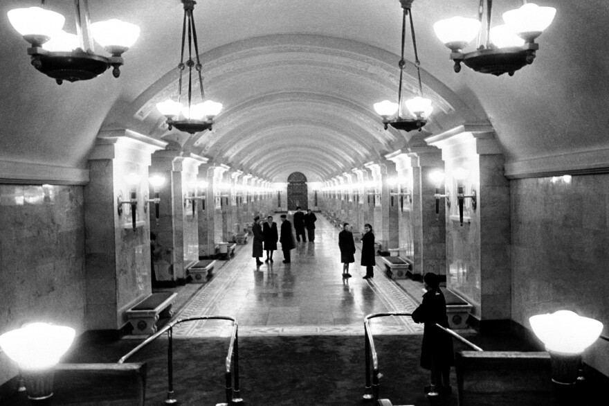 The newly opened Kaluzhskaya station in Moscow, shown here in December 1949.