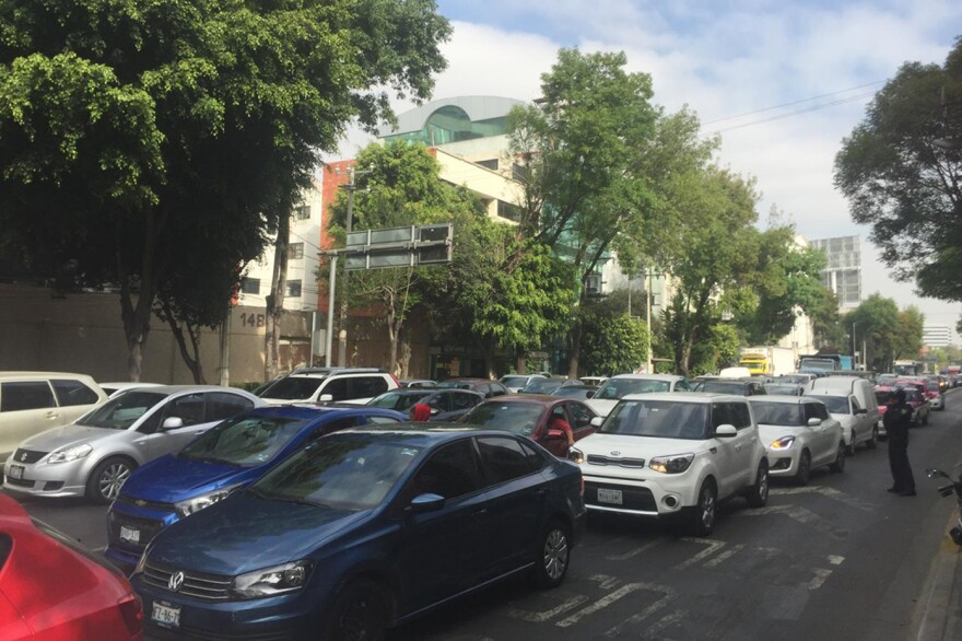 Long traffic lines waiting to get fuel 