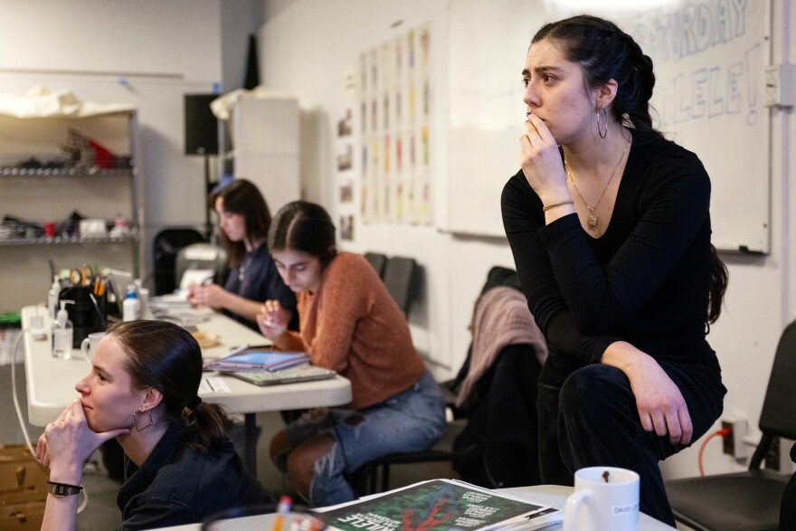 Director Juliana Morales Carreño observes during a rehearsal of “Kilele: Una Epopeya Artesenal” on January 14, 2025. The production is based on the 2002 massacre on the Bojayá community in Colombia, and is told through a lens of magical realism.